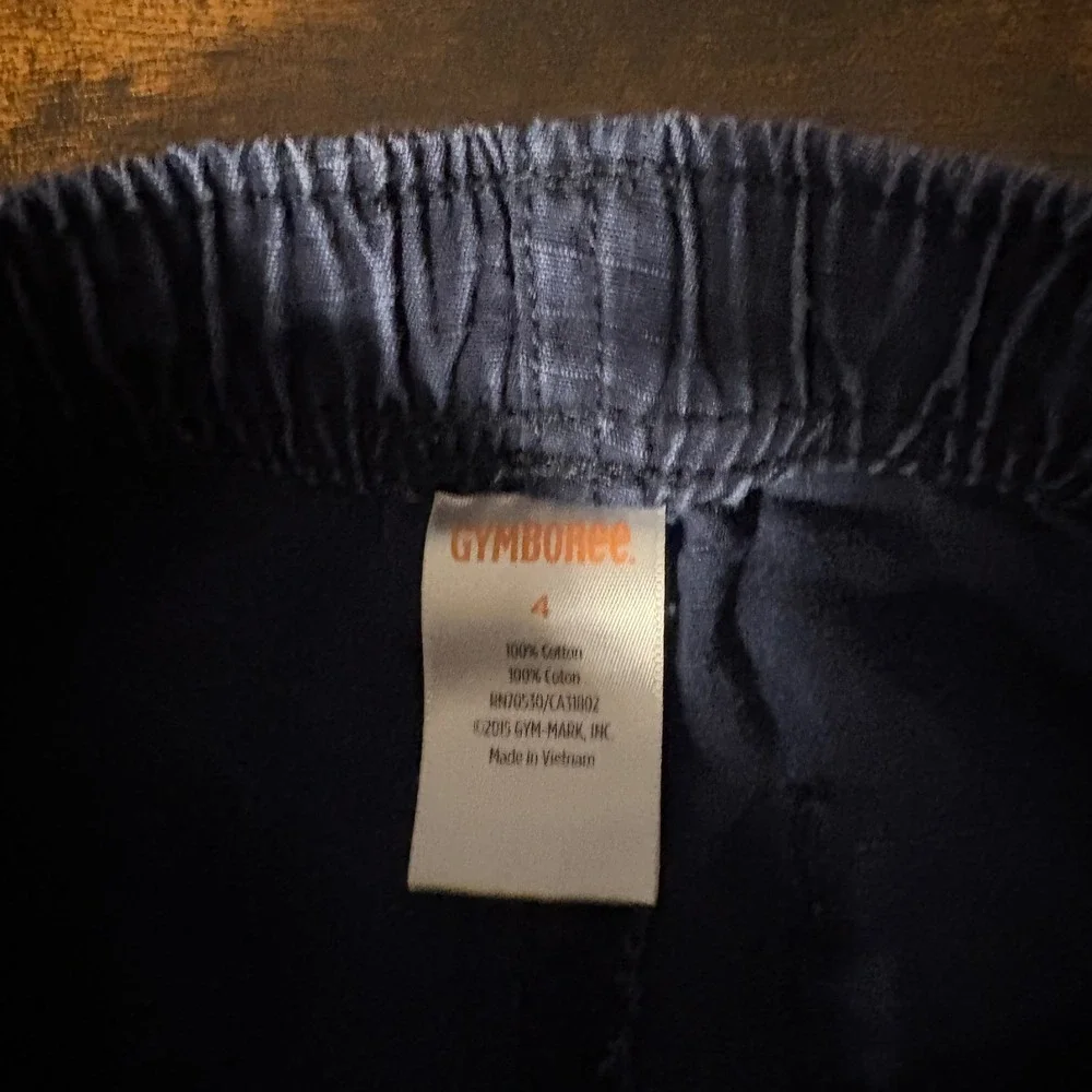 Gymboree Distressed Navy Blue Stripe Pull-On Cotton Shorts‎ (Boys 4T)